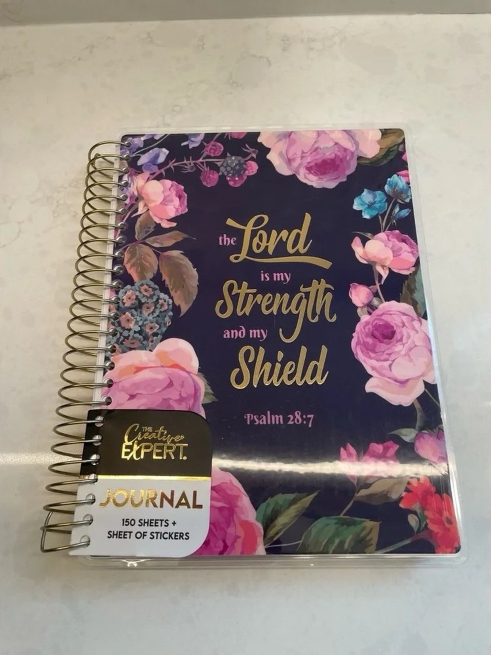 Floral Faith Journal — Navy with Pink Floral